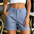 thumbnail image 2 of Dpjklzsn Women's High-Waisted Tailored Shorts - Button & Zip Front, Side Pockets and Rolled Cuffs for Work, Travel and Dressy Casual Outfits, 2 of 8