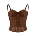 thumbnail image 4 of WZXFASHION Strapless Lace Bandeau Bustier Tummy Control Shapewear Outerwear Top Coffee M, 4 of 4