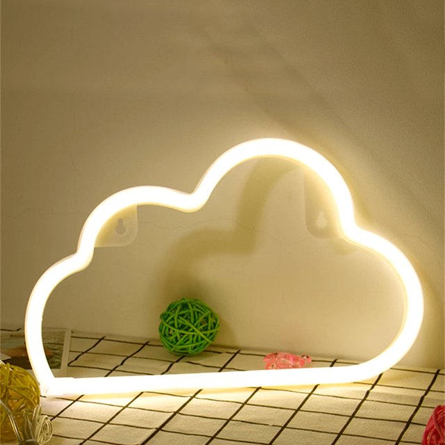 LED-Neon-Tischleuchte USB-batteriebetriebene Cartoon-Wolkenschild-Kinderzimmer-Wandleuchte