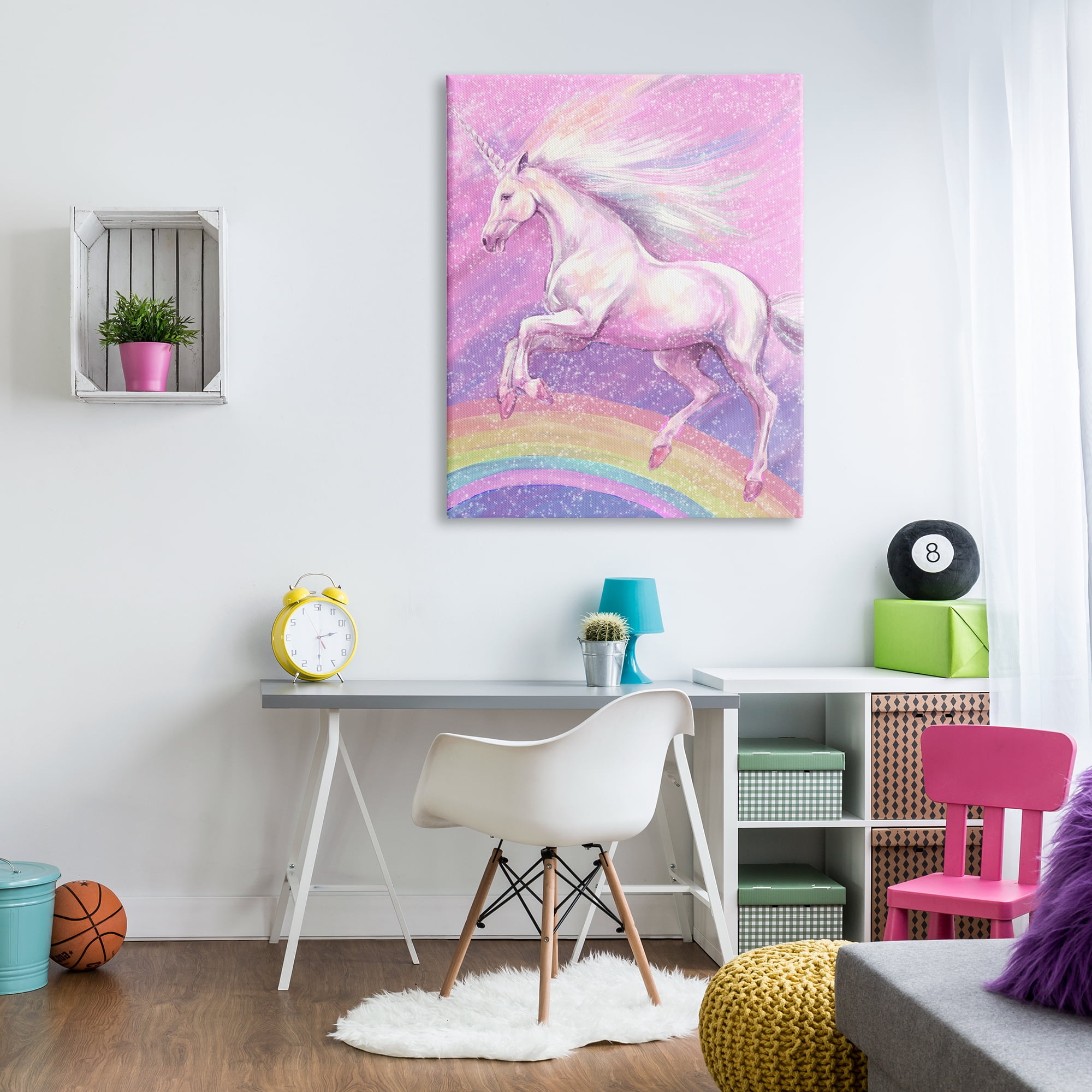 Stupell Industries Rainbow Unicorn Scene Fairy Tales & Fantasy Painting Gallery Wrapped Canvas Print Wall Art, 36 x 48