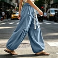 thumbnail image 4 of cocolona Womens Corduroy Lounge Pants Elastic Waist Drawstring Wide Leg Travel Street Pants with Pockets, 4 of 5