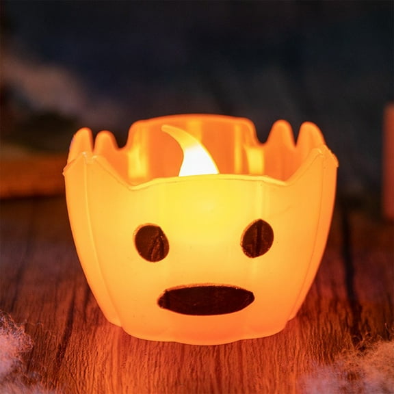 YIMWNYI Halloween Orange Pumpkin Lights, Battery Operated LED Lights, Warm White Flame Effect, Festive Decorations for Parties, Indoor Outdoor Ambiance, Decorative Lighting