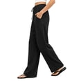 thumbnail image 4 of Maplenight Wide Leg Pants for Women Cotton Elastic Waisted Flowy Casual Trousers with Pockets Drawstring Loose Fit Palazzo Pants for Beach​, 4 of 5