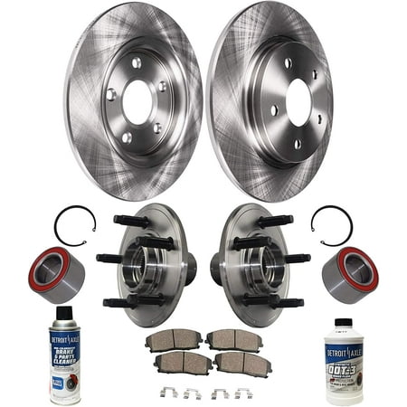 Detroit Axle - Rear Wheel Hub Bearing Assembly, Brake Rotors Ceramic Pads w/Hardware & Brake Kit Cleaner for 2006 2007 2008 2009 2010 Ford Explorer/Mercury Mountaineer