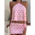 thumbnail image 6 of LMLYSoH Women's Summer Flower Set Summer Fashionable Sequin Sleeveless Halter Neck Crop Tops with Mini Skirt 2 Piece Outfit, 6 of 9