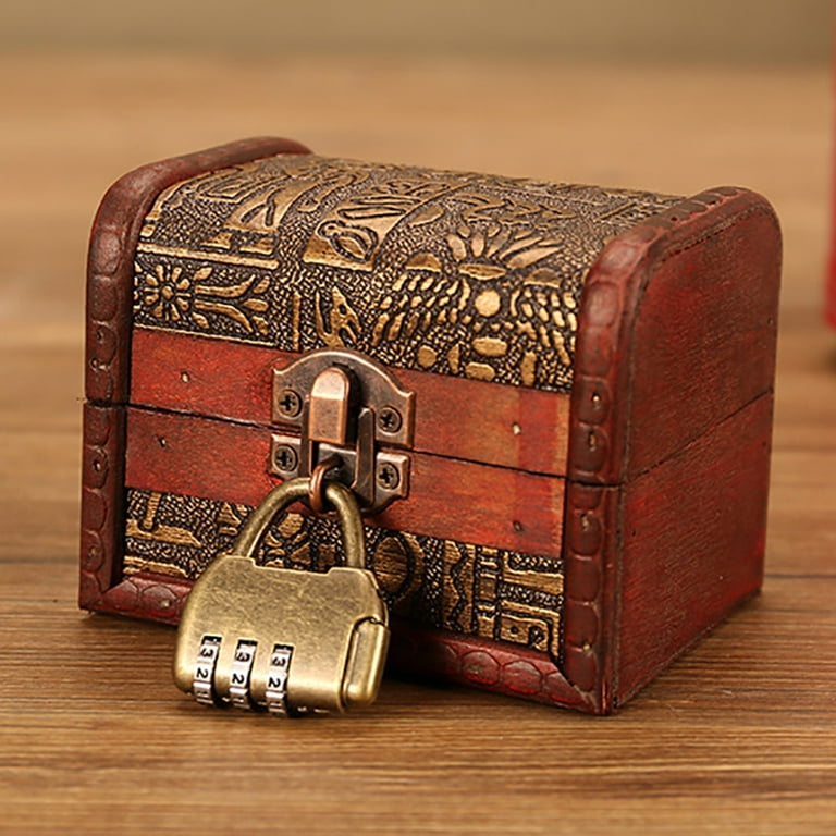 Personalized Wooden Lock Box With Key Vintage Jewlery Box 