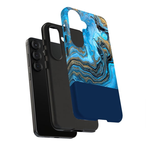For Samsung Galaxy S24 Ultra, Dual-Layer, Marble Gold Blu Print, USA