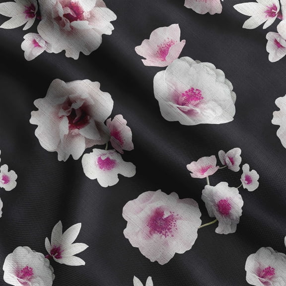 Soimoi Floral Print, Silk Fabric, Decor Sewing Fabric by The Yard 42 Inch Wide,Decorative Fabric for Shirts Suits Ties, Black