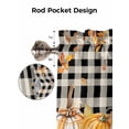 thumbnail image 5 of Thanksgiving Turkey Valances for Windows Fall Pumpkins Leaves Bird Plaid Texture Kitchen Valance Curtain Rod Pocket Small Curtains for Cafe Bathroom Laundry Basement 60" x 18", 5 of 8
