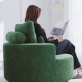 thumbnail image 6 of Fumahaus Upholstered Swivel Accent Chair, Oversized Comfy Round Sofa Chair with Two Pillows, Leisure Sofa Chair for Living Room Bedroom, Green, 6 of 11