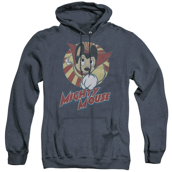 Mighty Mouse The One The Only Adult Heather Hoodie Sweatshirt Navy