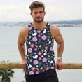 thumbnail image 6 of Cauagu Floral Rabbit Print Men's Sleeveless Muscle Shirts,Tank Tops Quick Dry Workout Tank Top Gym Muscle Tee Fitness Bodybuilding T Shirt for Men-X-Large, 6 of 7