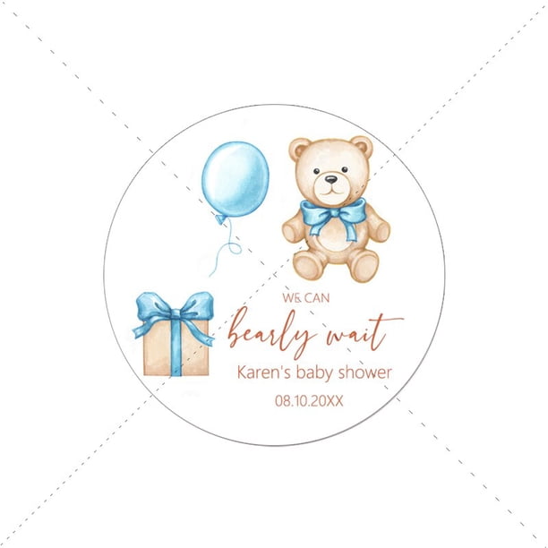 Etiquetas adhesivas personalizadas con temática de oso, etiquetas de bienvenida para Baby Shower, recién nacido, lindo oso personalizado, niña, niño, cumpleaños, bautismo