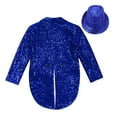 thumbnail image 4 of Alvivi Kids Boys Shiny Sequins Tailcoat Blazer with Fedora Hat Wedding Party Tuxedo Suit Dress Coat Blue 10, 4 of 7