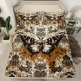 thumbnail image 2 of Homewish Bohemian Moth Animal Twin Sheet Sets, Vintage Damask Flower Twin Fitted Sheet, Tribal Mandala Style Flat Sheet, Breathable Home Decor, 3-Piece, 2 of 7