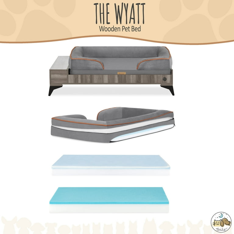 TailZzz Wyatt Wooden Pet Bed with Mattress | Large to Extra Large