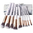 thumbnail image 2 of Beautiful White Marble Designed Makeup Brush Set with Cylinder Travel Organizer Case-10 Piece Holiday Gift, 2 of 7