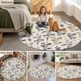 thumbnail image 5 of Grey Brown Botanical Round Area Rug 3Ft Washable Small Circle Rugs for Kitchen Entryway, Rustic Country Spring Floral Summer Leaf Non-Slip Carpet Floor Mats Indoor Outdoor Carpet Runner Home Decor, 5 of 8