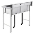 thumbnail image 2 of Utility Stainless Steel Sink, Commercial Kitchen Prep Sink Free Standing Single Bowl with Cold and Hot Water Pipe Undershelf Faucet for Restaurant Laundry Garage Bar Workshop 19.7" x 21.7" x 33.5", 2 of 9