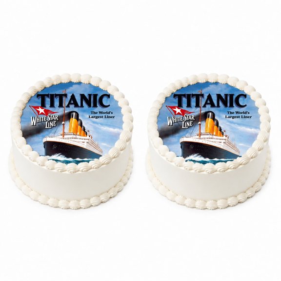 5" Pre-cut Round Titanic World's Largest Liner Edible Image Cake Topper, by TNCT. (2 Count)