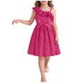 thumbnail image 2 of Spazoro Girls Midi Cold Shoulder Dresses, Short Sleeve Crew Neck A-Line Solid Casual Summer Dresses for Girls Hot Pink Size 6-7, 2 of 7