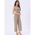 thumbnail image 4 of DARING DIVA Women's Casual Sleeveless Crew neck Wide Leg Jumpsuits L Light Khaki, 4 of 6