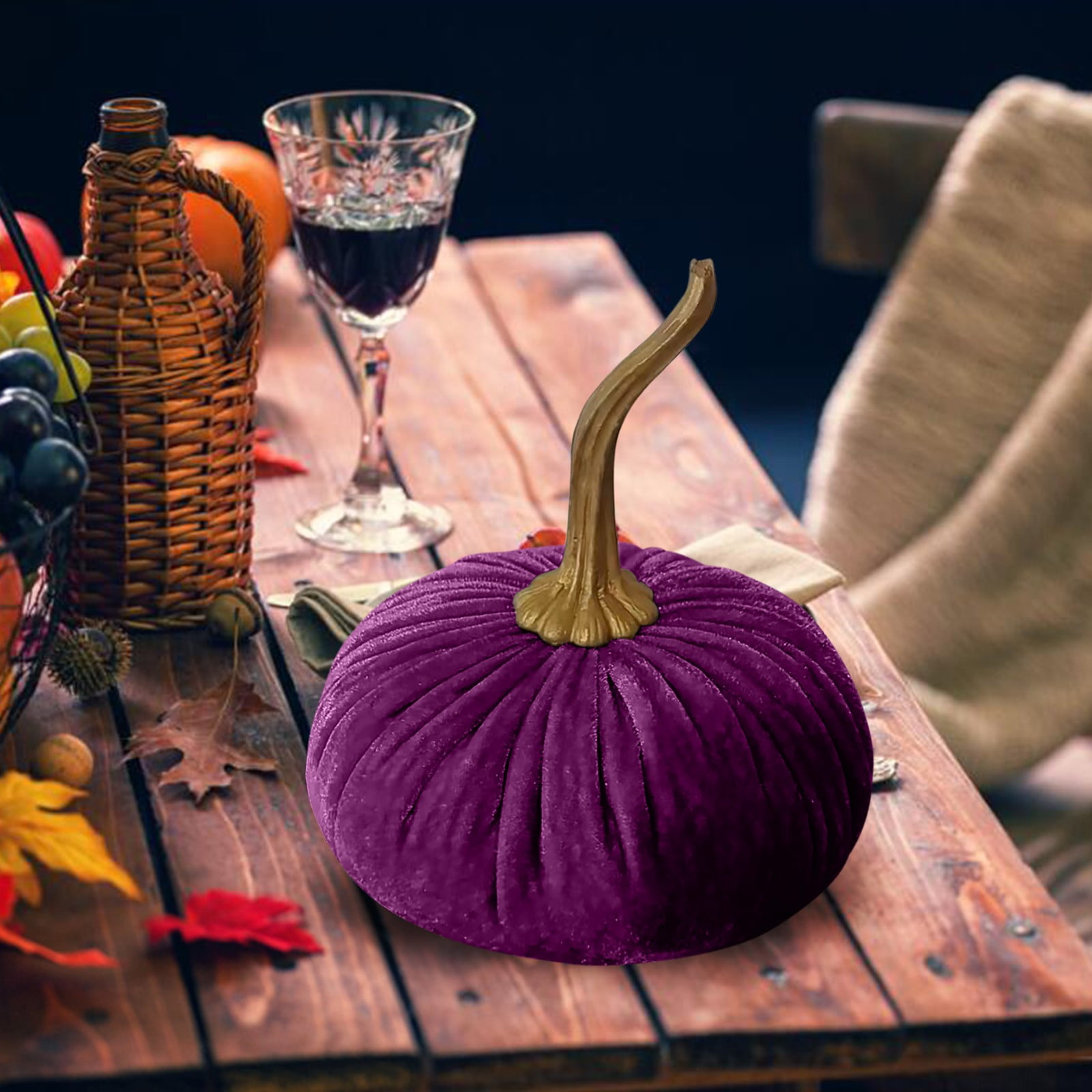 Dyfzdhu Thanksgiving Decorations Handmade Velvet Pumpkin Desktop