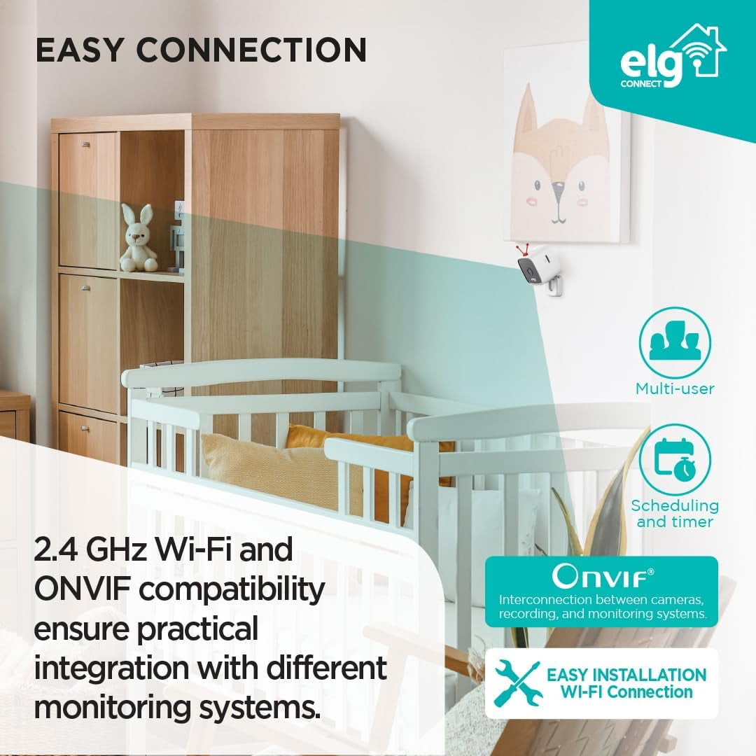 ELG Smart Indoor Camera 1080p HD WiFi Security Motion Detection Night Vision SOS Button Two Unit