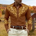 thumbnail image 2 of CONZONE Mens Western Cowboy Buttons Down Shirts Long Sleeve Shirts for Men Trendy Graphic Lapel Soft Lightweight Tops, 2 of 4
