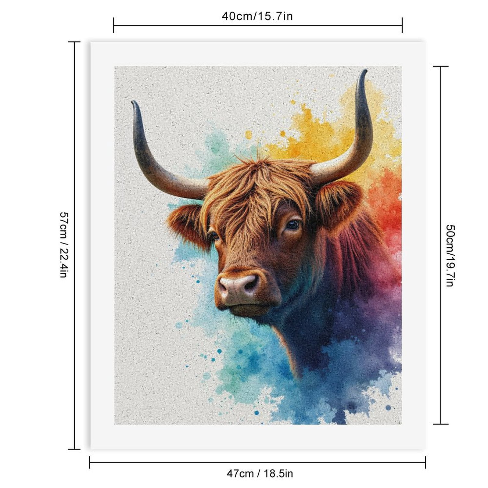 Paint By Numbers Kit for Adults Beginner - DIY Cow Colorful Art Splash Painting Canvas Painting Kits for Adults, Frameless Paint By Number for Adults for Home Wall Decor 16x20 Inch