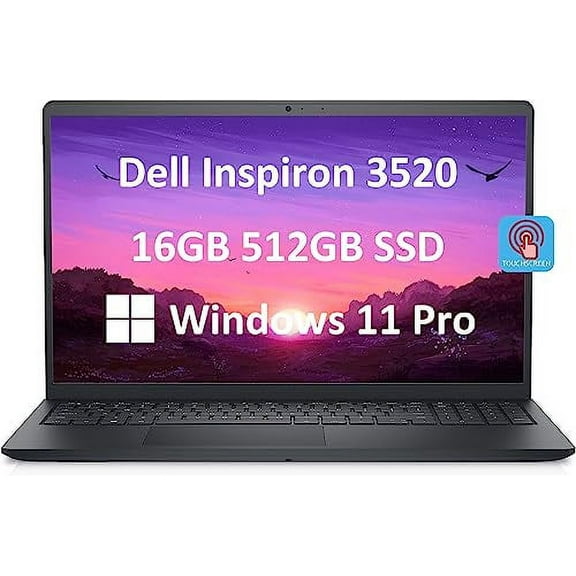 Dell Inspiron 15 3000 3520 15.6" FHD Touchscreen (Intel 4-Core i5-1135G7, 16GB RAM, 512GB PCIe SSD, UHD Graphics) Business Laptop, WVA Anti-Glare, Numeric Keypad, Webcam, Wi-Fi, Win 11 Pro, Black