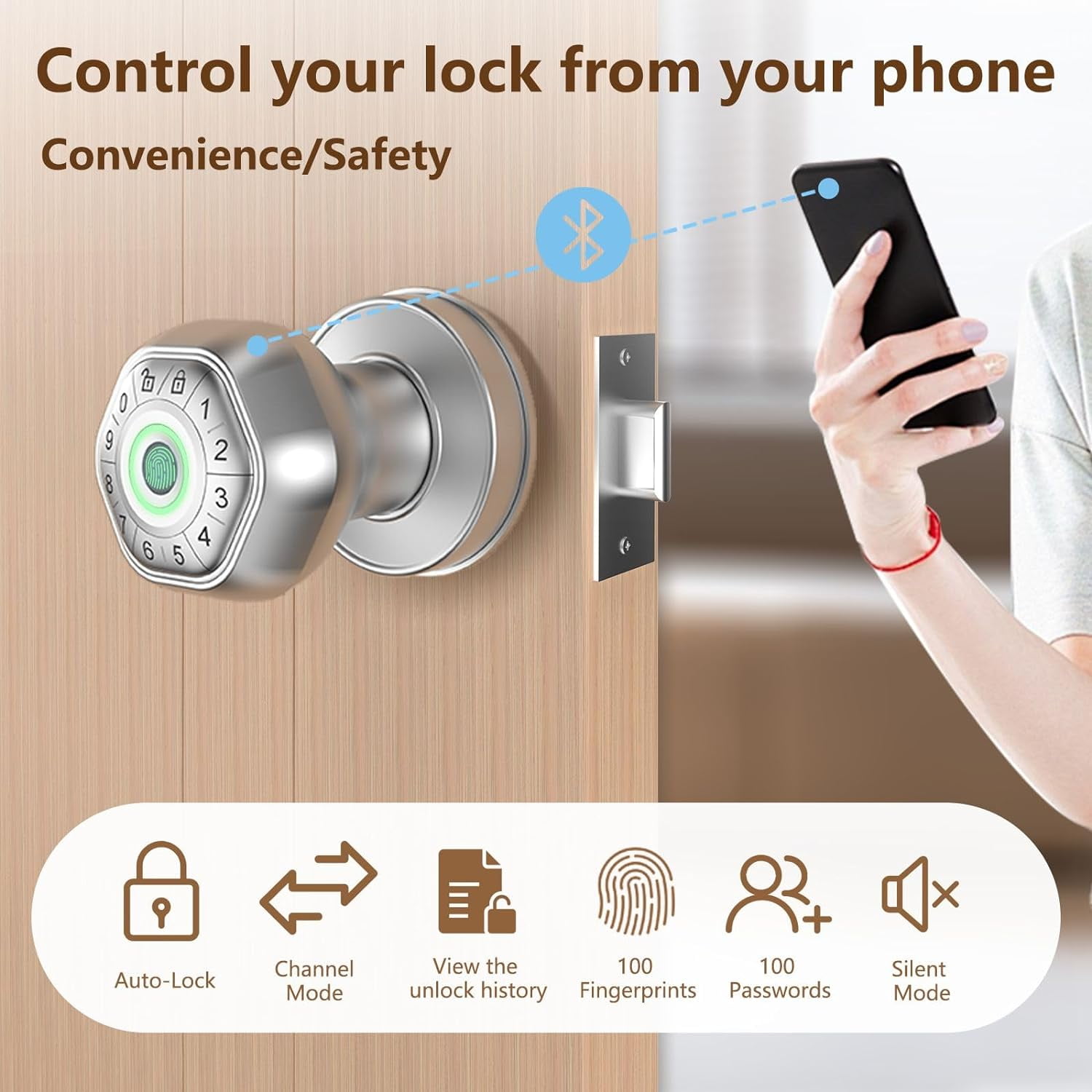 Smart Fingerprint Door Lock – Keyless Entry With Code, App & Biometric Handle For Home, Office Or Hotel