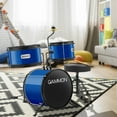 Gammon 3Piece Junior Drum Set Blue, Starter Drum Kit with Throne, Cymbal, and Drumsticks