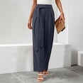 thumbnail image 2 of hoksml Women's High Waist Pleated Dress Pants Tie Design Casual Long Trousers with Pockets, 2 of 6