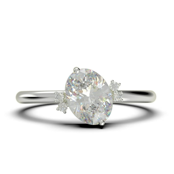 Dazzling Minimalist 1.50 Carat Oval Cut Diamond Moissanite Engagement Ring, Wedding Ring In 10K Solid White Gold, Gift For Her, Promise Ring, Anniversary Gift