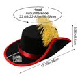 thumbnail image 3 of Hsqqdc Adults Felt Pirate Hat with Feather Renaissance Musketeer Buccaneer Colonial Headwear, 3 of 7