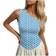 thumbnail image 6 of FDGIU Women's Off Shoulder Polka Dot Slim Tank Top, Short Sleeve Stretch Sleeveless Tee for Summer Daily Club Beach Layering Outfits, 6 of 6