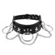 thumbnail image 1 of Leather Choker Metal Ring Chain Necklace, Adjustable Punk Collar Chain, Sexy Soft Pu Leather Choker Necklace - Black, 1 of 4