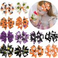 thumbnail image 1 of 12 Pcs Hair Bows Clips 3" Boutique Alligato Halloween Bow Grosgrain Ribbon Accessories For Girls Baby Toddlers Kids, 1 of 4