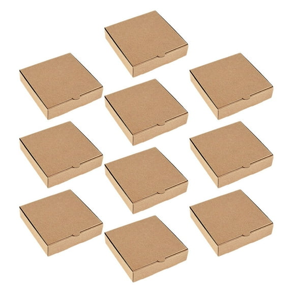 PENIKOKO 10pcs Reusable Light Brown Paper Pizza Boxes Compact Design for Parties and Food