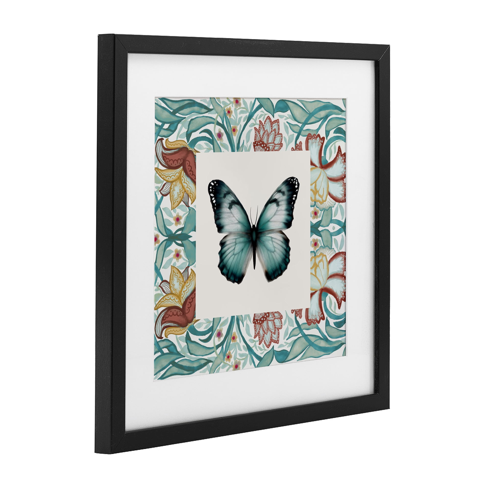 Stupell Industries Blue Toned Baroque Butterfly Black Framed Print Under Glass, design by Elizabeth Medley