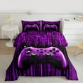 thumbnail image 2 of Feelyou Futuristic Gamepad Boys Queen Comforter Set, Neon Purple Honeycomb Bedding Sets, Modern Video Game Reversible Bedding Comforter Set, Microfiber Bedroom Decor, 3pcs, 2 of 8