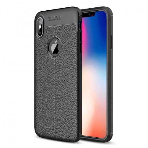 iPhone XS Max Slim Fit PU Leather Case Cover Reinforced Bumper Shock Absorbent Black