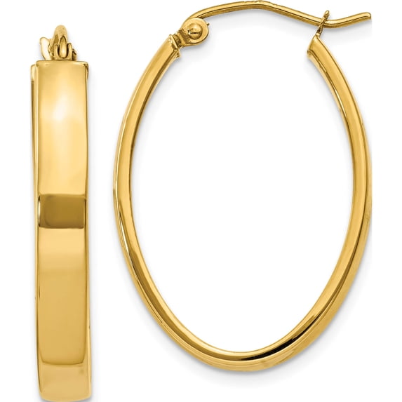 14K Yellow Gold Lightweight Oval Hoop Earrings (17 X 19.5) Made In Indonesia tc658