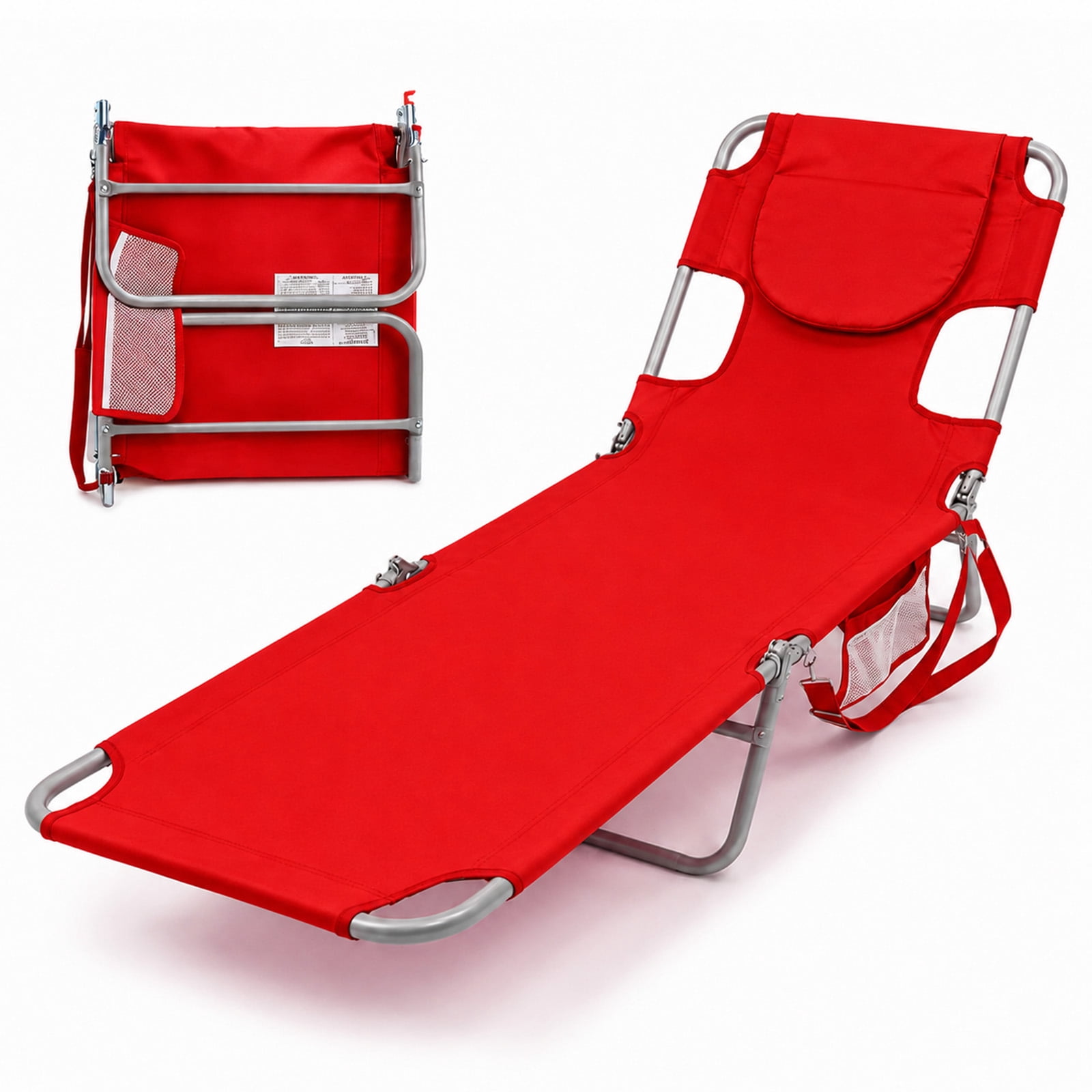 Alvantor Folding Lounge Chair 72"x22"Portable Reclining Lounger, Outdoor Relaxing Pool Tanning Chair, Lightweight Beach Recliner with Backpack Straps and Side Pockets
