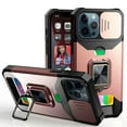 thumbnail image 4 of For Apple iPhone 16 Pro (6.3") Wallet Case with Ring Stand & Slide Camera Cover Credit Card Slot Holder, Military Grade Cover ,Xpm Phone Case [ Rose Gold ], 4 of 8