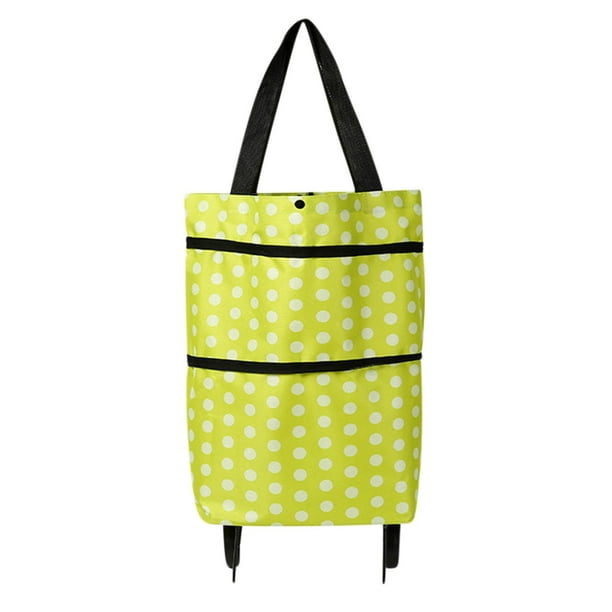 Yhmxh Organizadores y almacenamiento Carrito de compras plegable de tela suave con ruedas plegables, bolsa de compras reutilizable que ahorra fuerza para ir de compras o viajar.