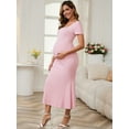 thumbnail image 6 of DARING DIVA Women's Bodycon Fitted Stretchy Ribbed Midi Maternity Dress XXL Pink, 6 of 7