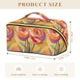 thumbnail image 4 of FORMRS Makeup Bag Travel Cosmetic Organizer for Women Fold Flat Zipper Pouch with Handle, Purple Abstract Floral, 4 of 8