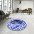 thumbnail image 3 of Ahgly Company Indoor Round Patterned Jeans Blue Area Rugs, 5' Round, 3 of 6